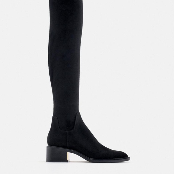 Zara Faux Suede Micro Fabric Knee High Boots - Picture 4 of 9